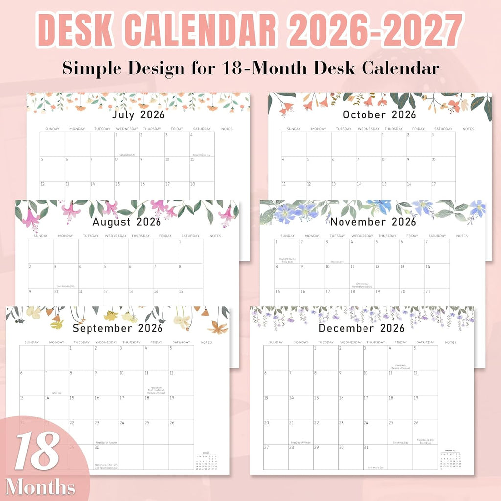 Desk Calendar 2026-2027 with Desktop Mat,22x17'' Large Desktop Pad Calendar