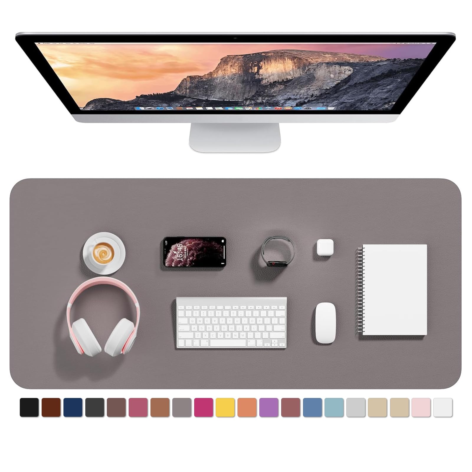Hsurbtra Desk Pad, 30" x 14" PU Leather Desk Mat, XL Extended Mouse Pad, Waterproof Desktop Blotter Protector, Non-Slip Ultra Thin Large Laptop Keyboard Writing Mat for Office Home, Pink