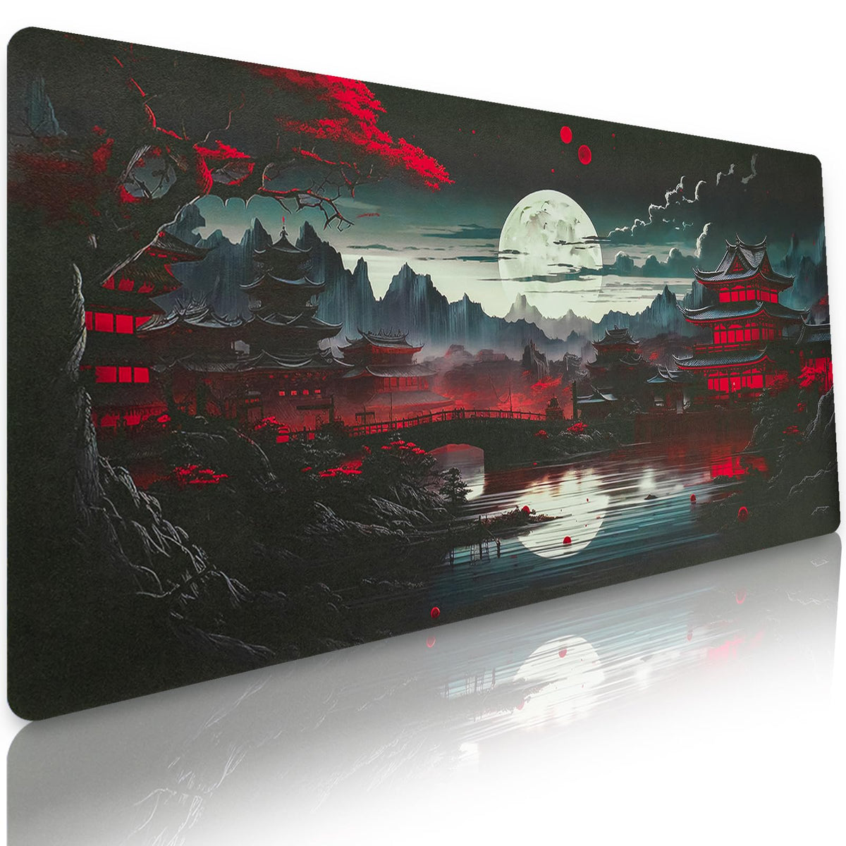 Bloss Pink Floral Desk Mat Cute, Leather Desk Pad, 31.5 x 15.7 Inch