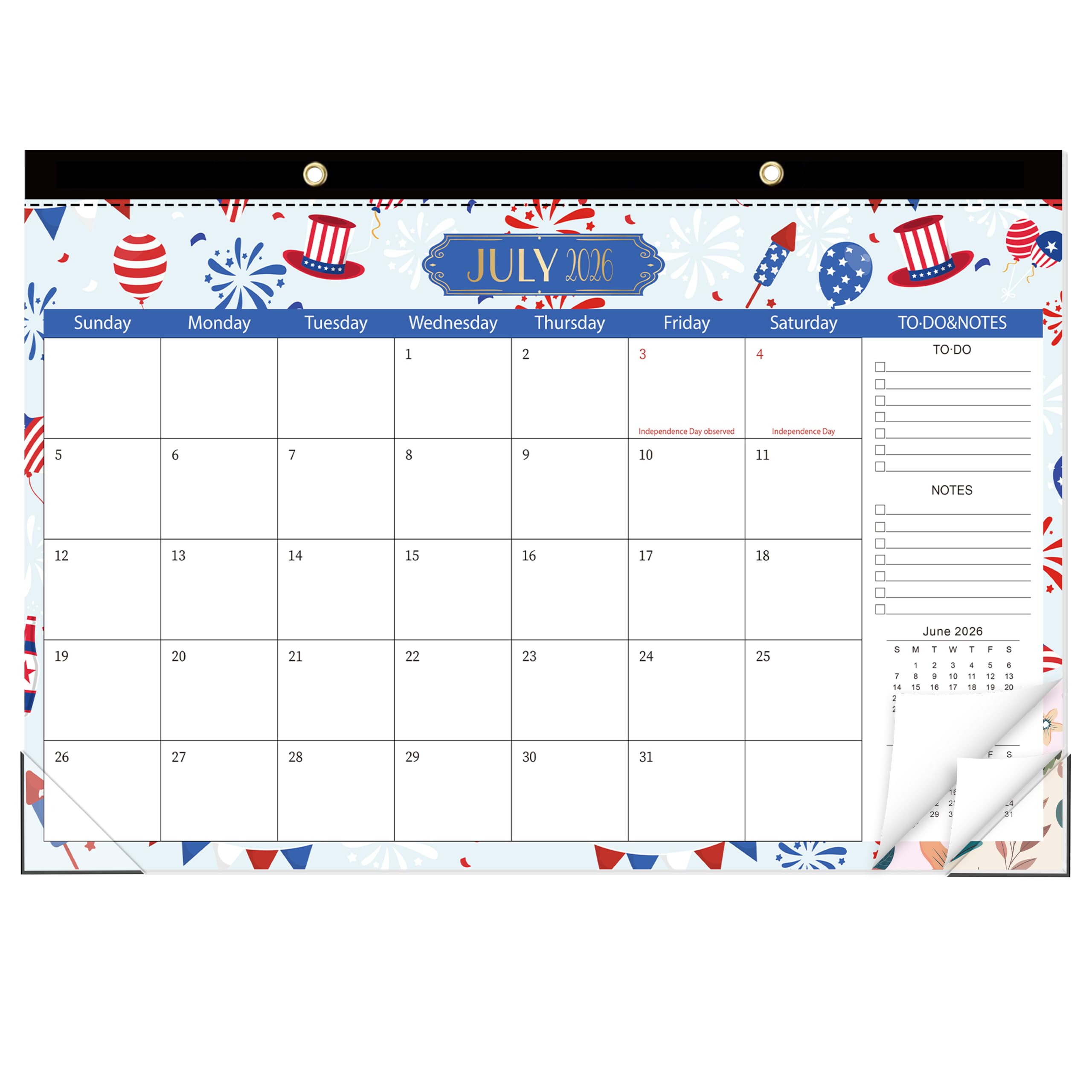 GuassLee Desk Calendar 2026-2027, Jun 2026-Dec 2027, 17"x11.5"
