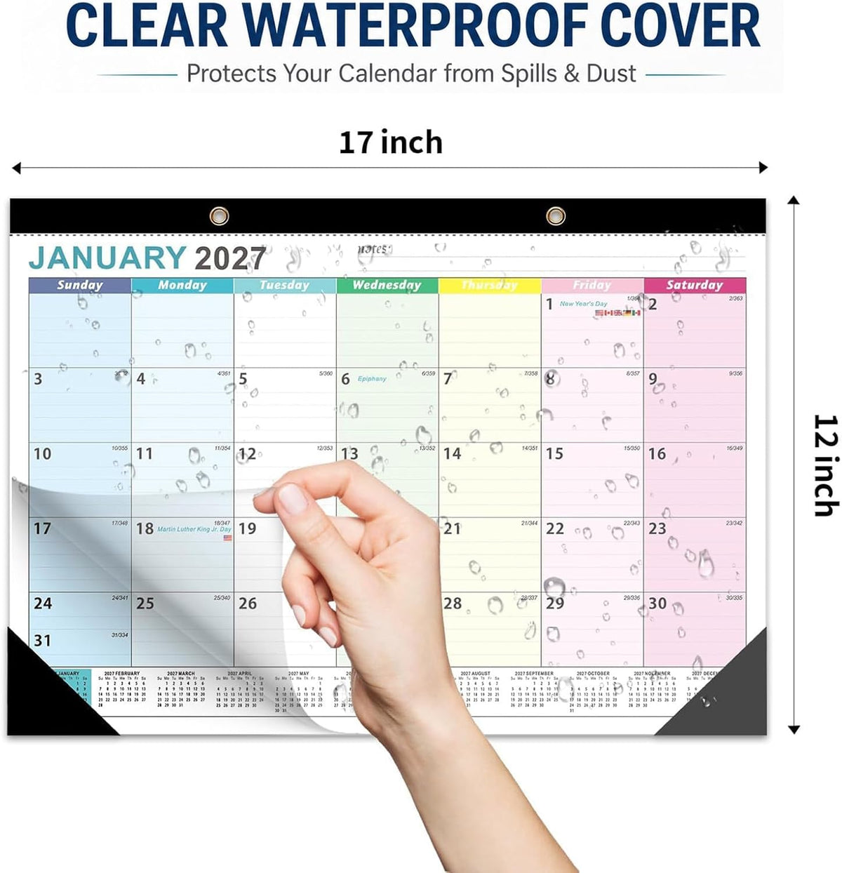 Desk Calendar 2026-2027 - Ougesi 19 Month Desk Top Calendar, 17x12''