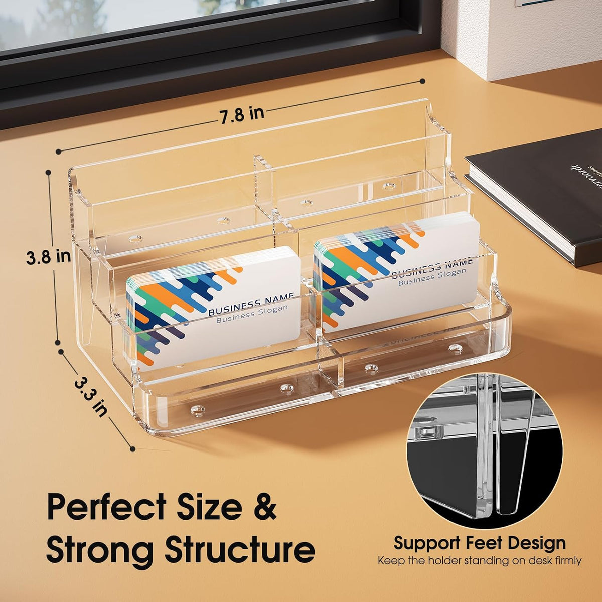 MaxGear Acrylic Business Card Holder, Desktop Card Display Stand, 8 Pockets