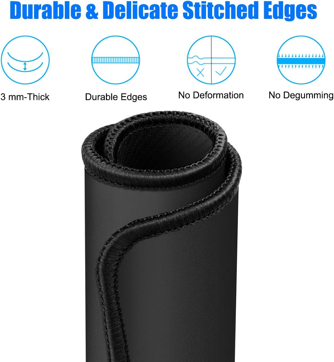 JIKIOU Mouse Pad with Stitched Edge, Perfect Size-10.2x8.3in Black
