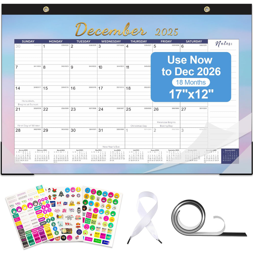 Large Desk Calendar 2026-2027,Jul 2026-Dec 2027,Gannyfer 18-Month Calendar