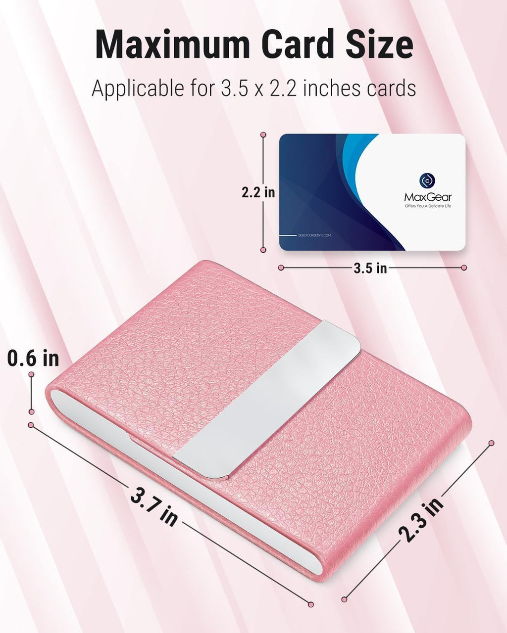 MaxGear Business Card Holder, PU Leather Business Card Case, Pink