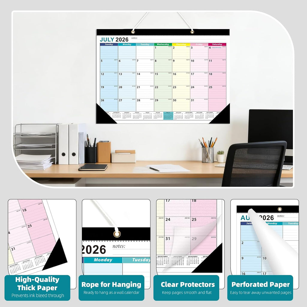ZTX Desk Calendar 2026-2027 18 Month Big Planner Colorful