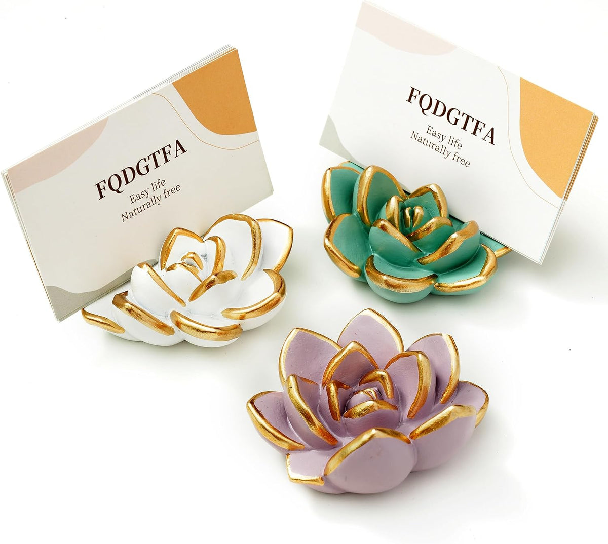 Succulent Business Card Holders for Desk, Cute Resin Business Card Display Stand Modern Vertical Name Card Holders for Office/Exhibition/Home/Restaurant, Unique Gifts for Men Women