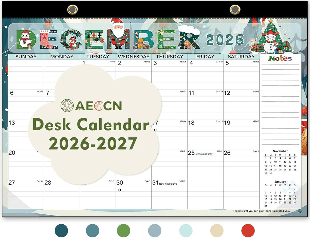 AECCN Desk Calendar 2026-2027, Jul 2026-Dec 2027, 17" x 11.4"