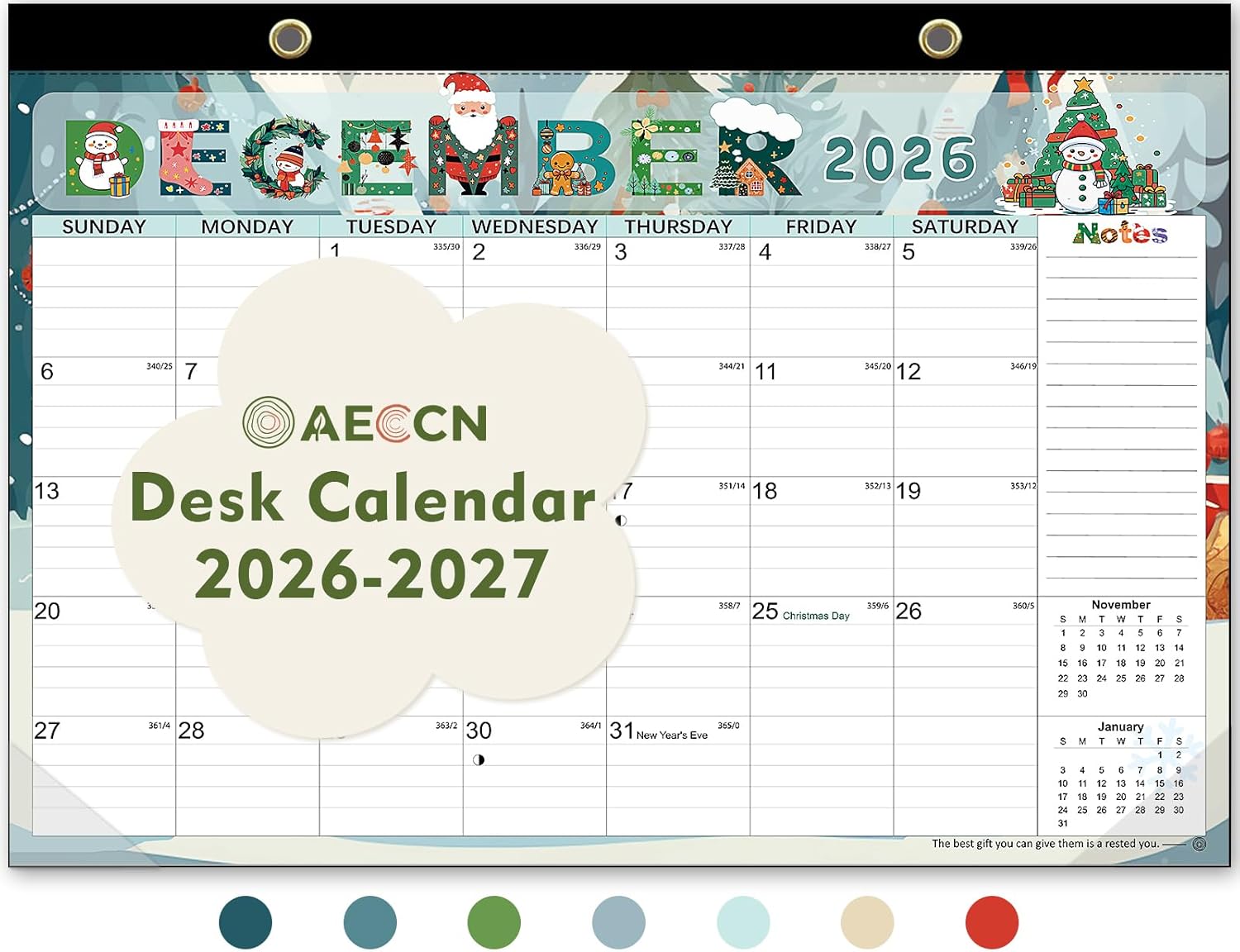 AECCN Desk Calendar 2026-2027, Jul 2026-Dec 2027, 17" x 11.4"