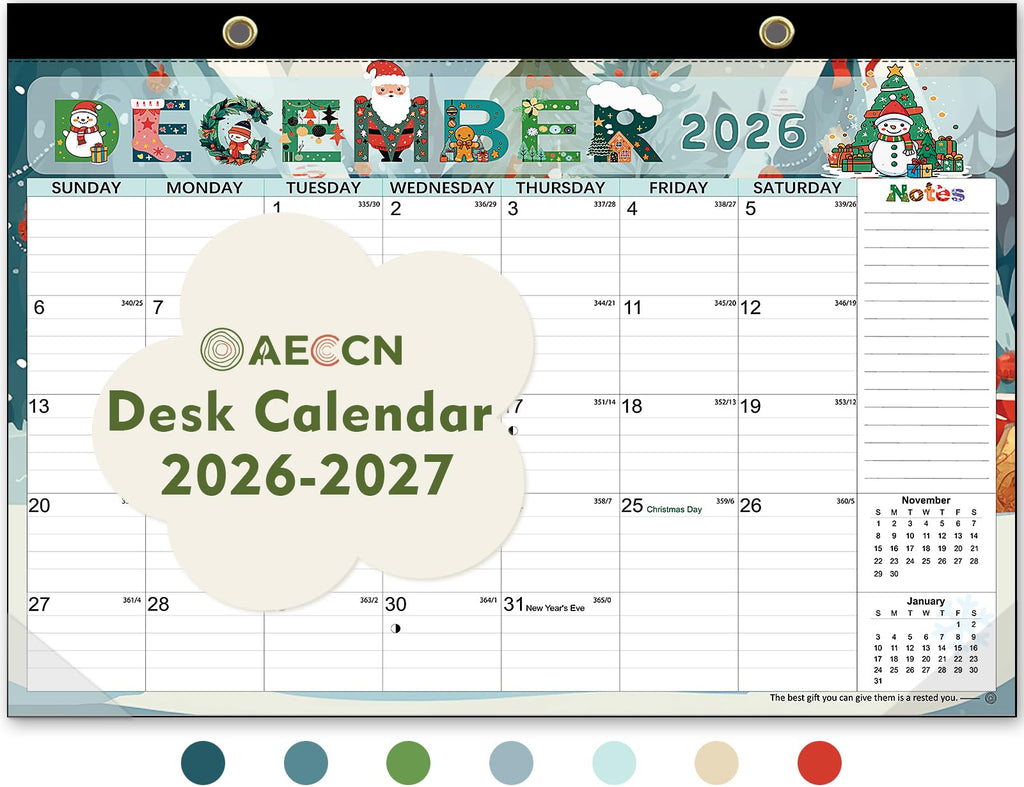 AECCN Desk Calendar 2026-2027, Jul 2026-Dec 2027, 17" x 11.4"