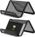 2 Pcs Black Business Card Holder Desk, Wire Mesh Business Card Holder Display, Desktop Business Card Stand, Metal Business Card Display Holder for real estate, Office, Tradeshow, Bar (2)