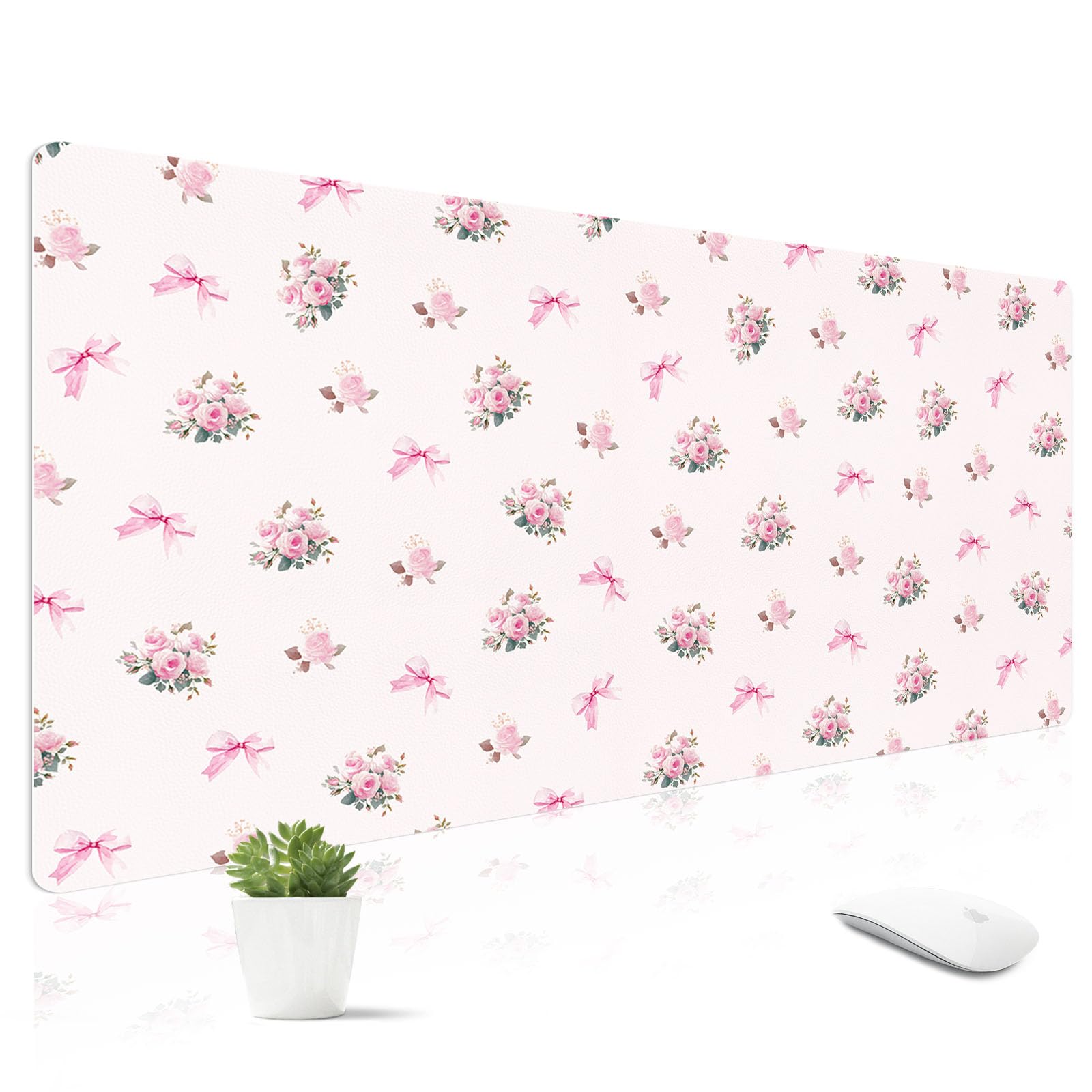 Leather Desk Mat for Keyboard, Extra Large Mouse Pad, Leopard