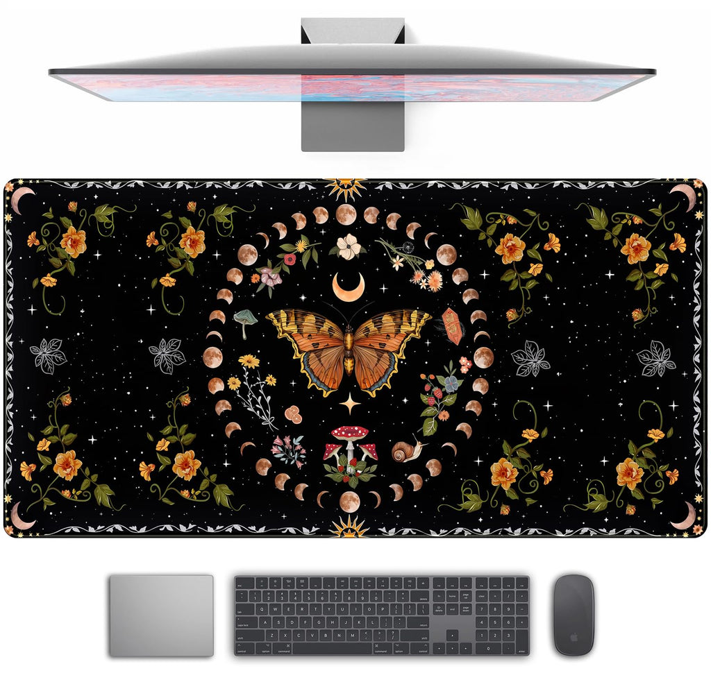 Desk Mat Forest Library Book Mouse Pad Big Desk Pad XXL Extended Gaming Large Mouse Pad for Desk Rubber Base Mousepad with Stitched Edges, Keyboard Mouse Mat for Work Game Office Home 31.5x15.7 in