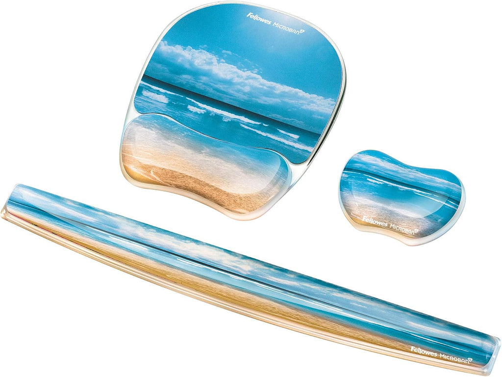 Fellowes Photo Gel Mouse Pad Wrist Rest with MICROBAN - Sandy Beach (9179301)