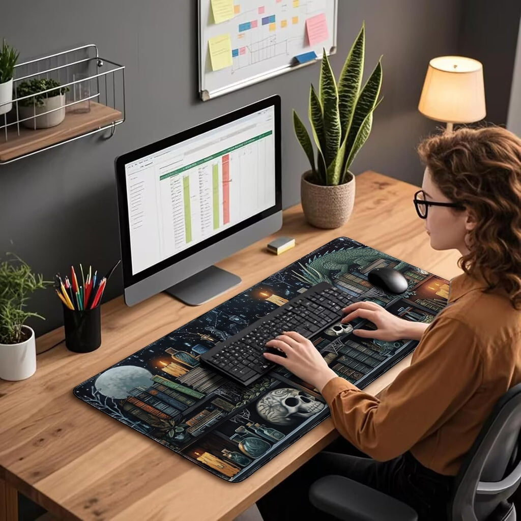 Mystical Gothic Library Large Gaming Mouse Pad Desk Mat 31.5x15.7
