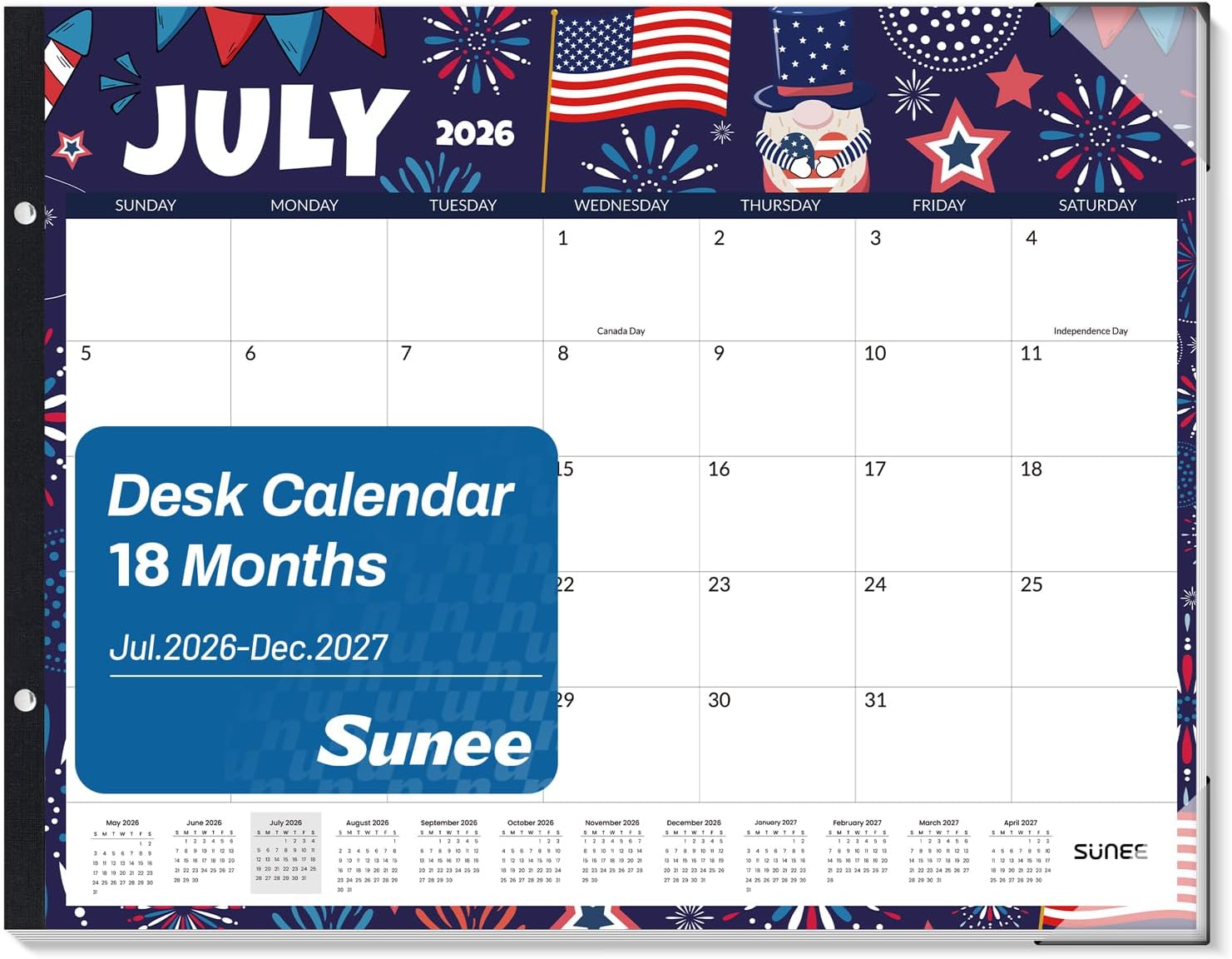 SUNEE Desk Calendar 2026 Large 22x17 from July 2026 to December 2027, Extra Large Desktop Monthly Calendar Pad 18 Months For Teacher or Office, Desk Top, Seasonal