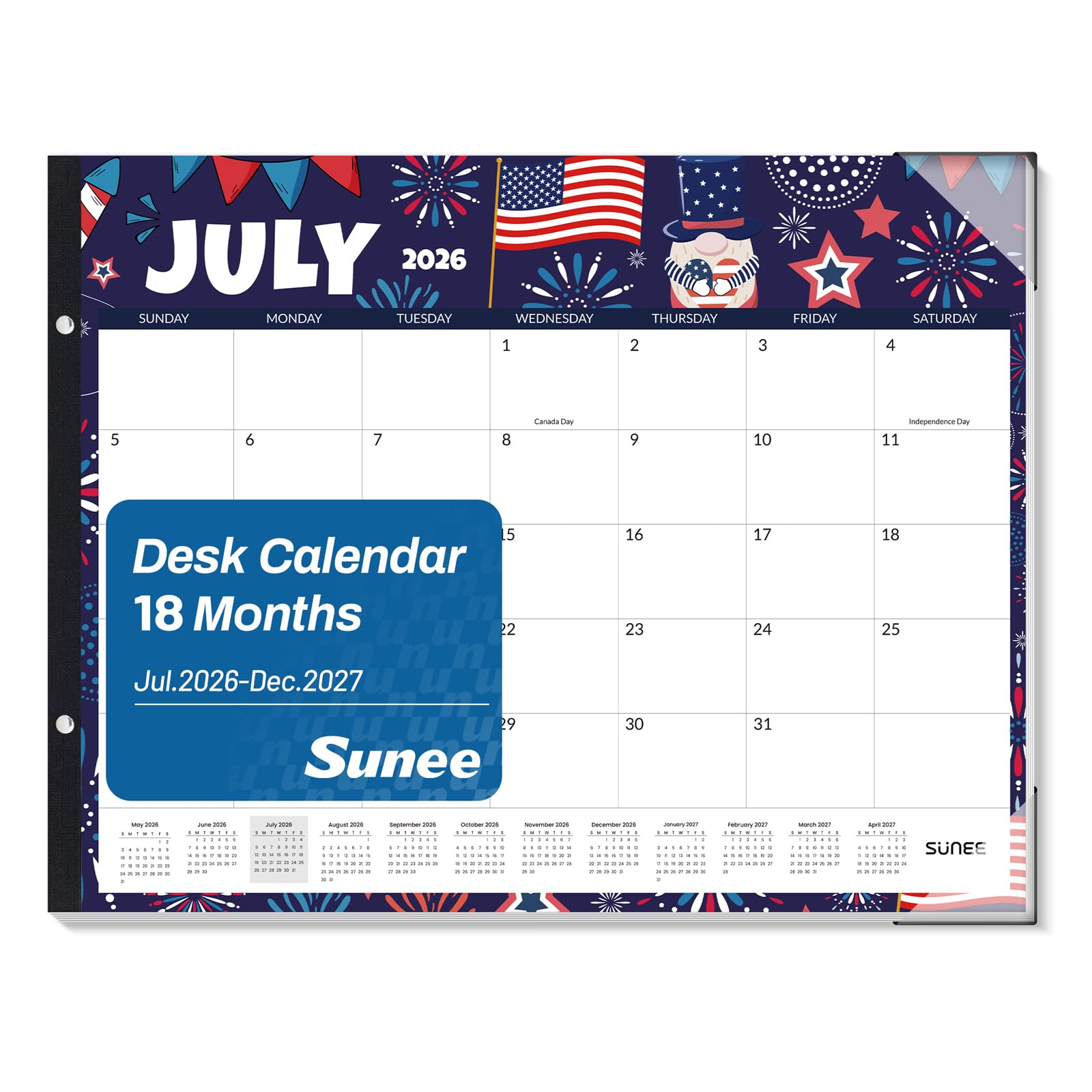 SUNEE Desk Calendar 2026 Large 22x17 from July 2026 to December 2027, Extra Large Desktop Monthly Calendar Pad 18 Months For Teacher or Office, Desk Top, Seasonal