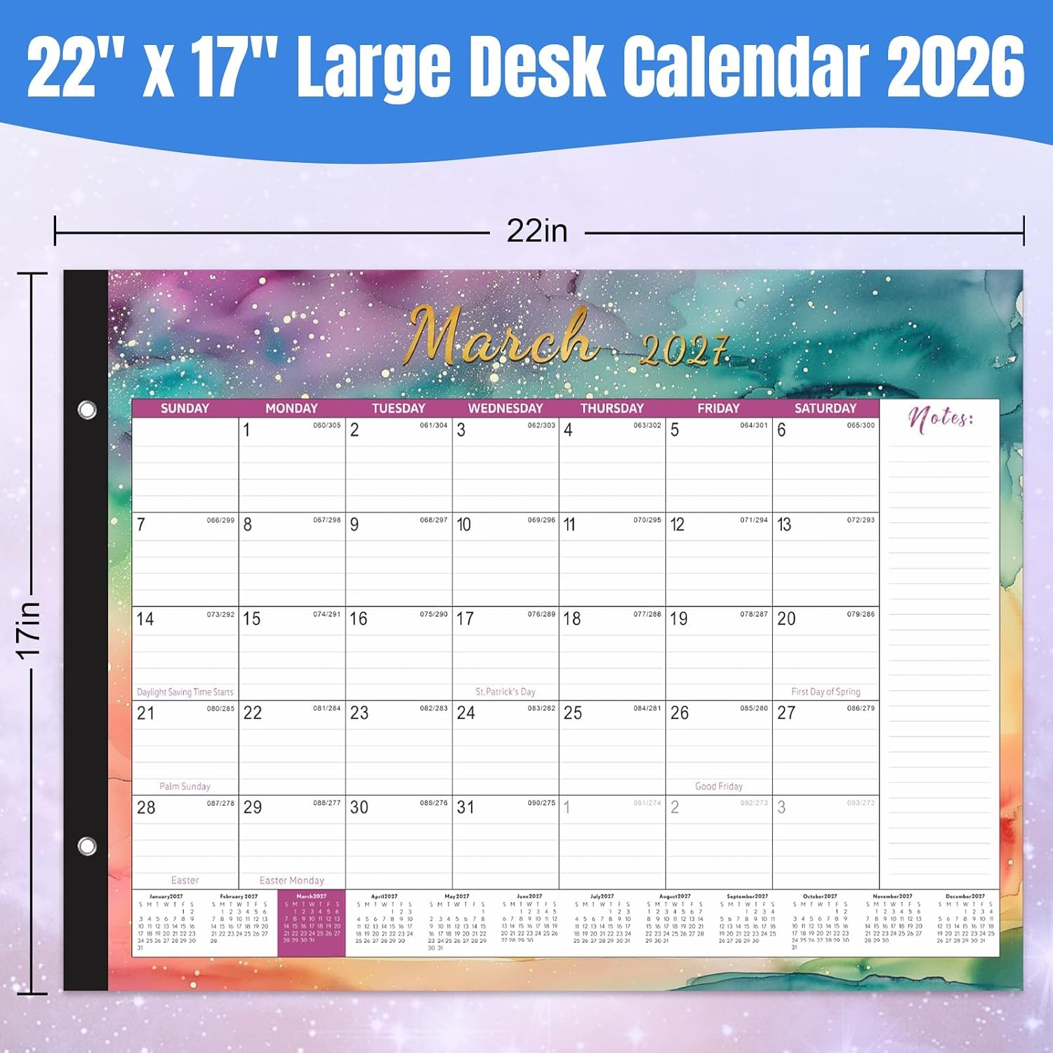 Large Desk Calendar 2026-2027,Jul 2026-Dec 2027,Gannyfer 18-Month Calendar