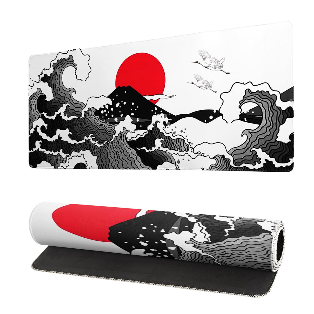 Topographic Contour Extended Big Mouse Pad Large,Gaming Mouse Pad Desk Pad,27.6x11.8 Inch Long Computer Keyboard Mouse Mat Mousepad with 3mm Non-Slip Base and Stitched Edge for Gaming and Office
