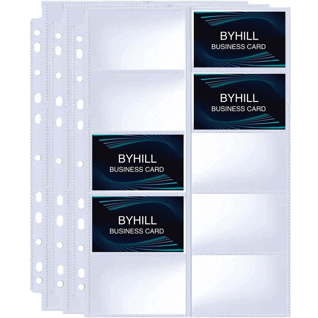 BYSTER 30 Pack 600 Pockets Business Card Sleeves Binder Sheets, Ultra-Clear Business Card Pages for 2/3/4 Ring Binder, Double Sided 10 Pocket Credit Card Pages