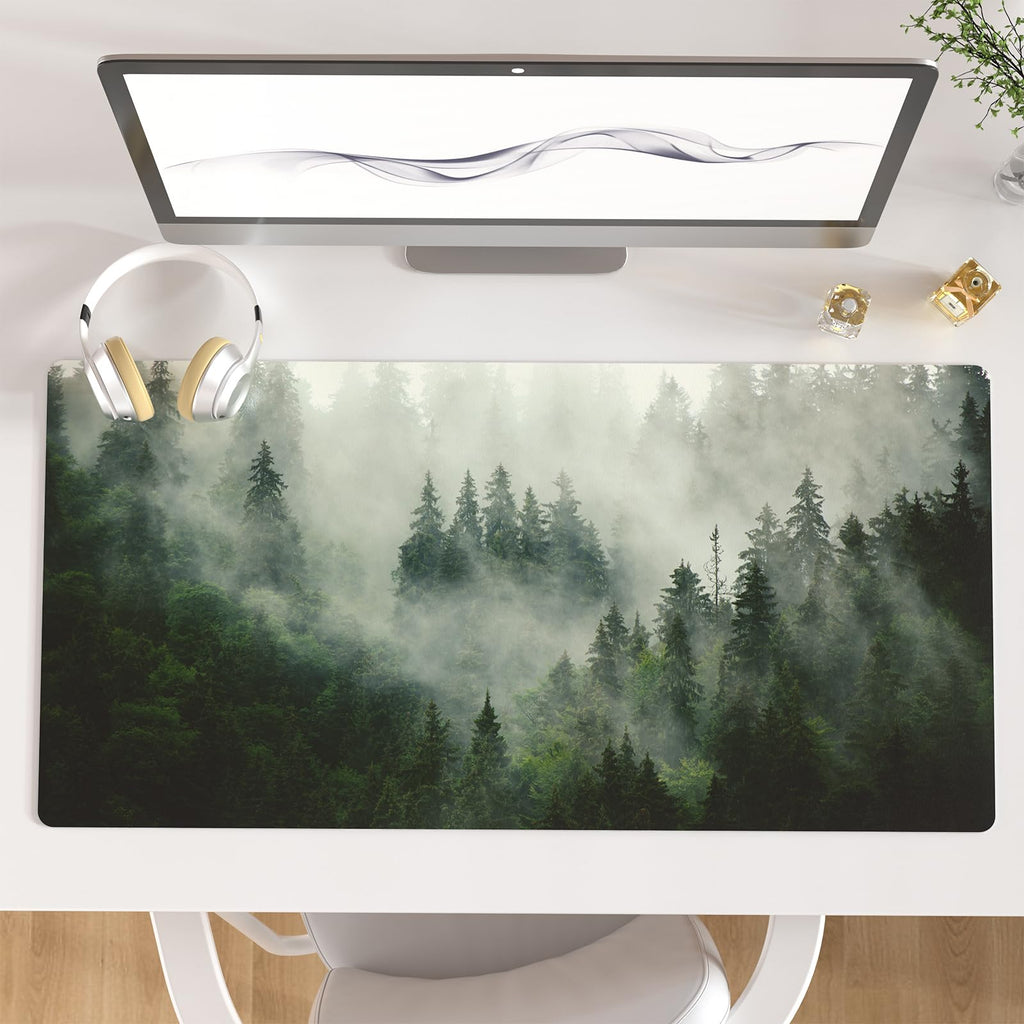 QIYI PU Leather Large Mouse Pad, Waterproof Desk Mat, 31.5" x 15.7", Peony