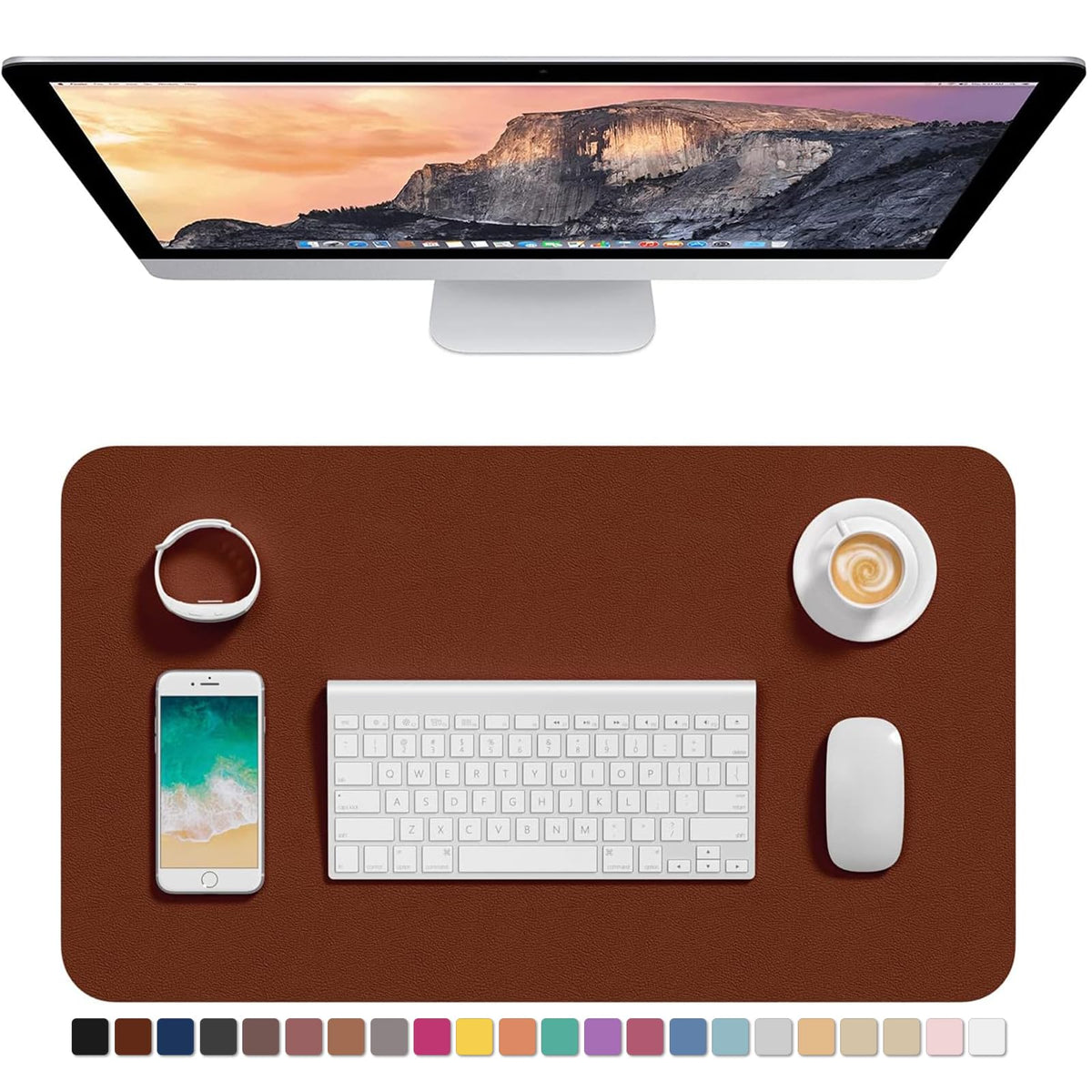 Hsurbtra Desk Pad, 30" x 14" PU Leather Desk Mat, XL Extended Mouse Pad, Waterproof Desktop Blotter Protector, Non-Slip Ultra Thin Large Laptop Keyboard Writing Mat for Office Home, Pink