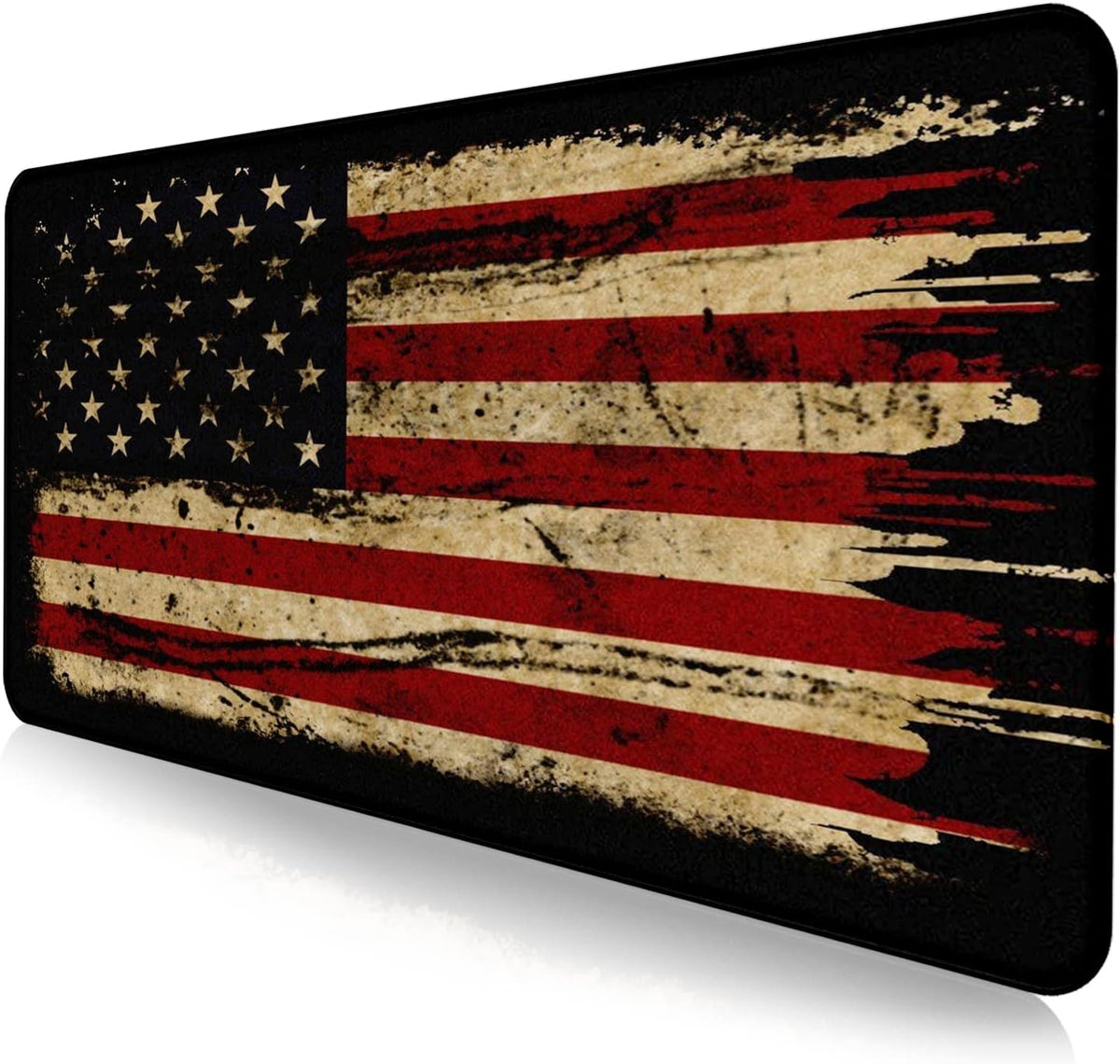 Retro American Flag XL Gaming Mouse Pad with Stitching Edge Laptop Desk Mat