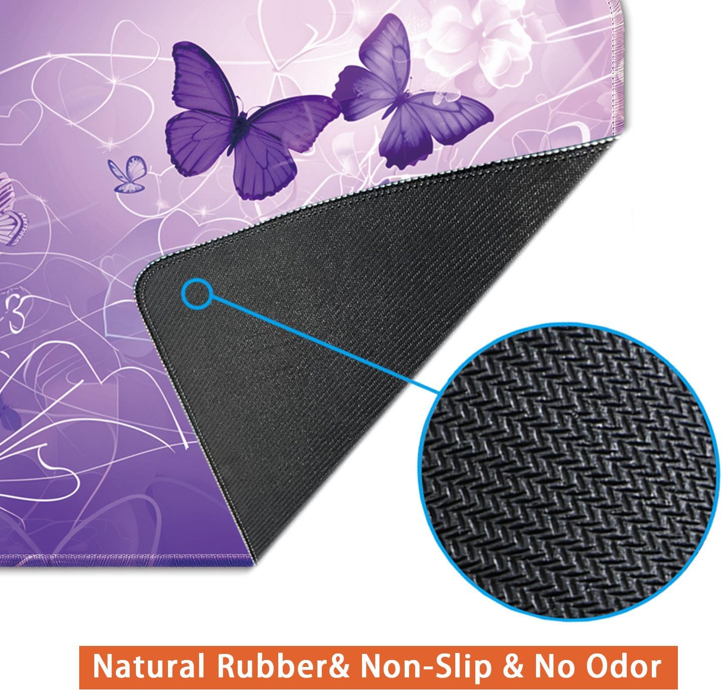 Keyboard Mat, Large Mouse Pad, Purple Butterfly