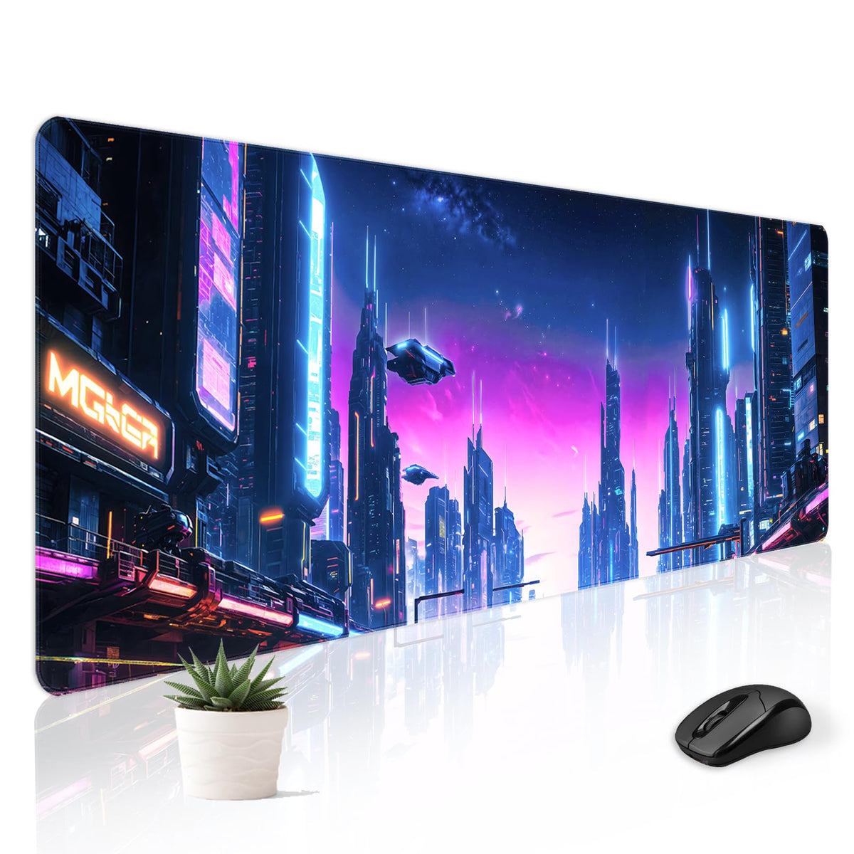 Cute Desk Mat for Keyboard Desktop Extra Large Mouse Pad, Black