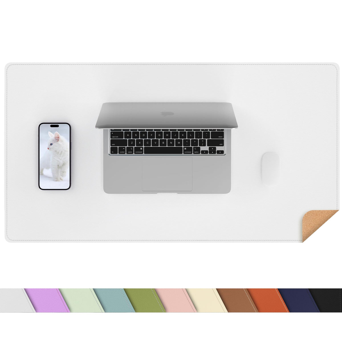 AFIING Desk Mat 35.4" x 17", Cork & PU Leather Desk Pad, Black