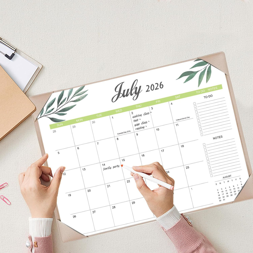 Desk Calendar 2026-2027 with Desk Mat – 22" x 17" Large Desk Pad Calendar Runs from July 2026 to December 2027, Office Supplies Desktop Monthly Calendar for Home & Office