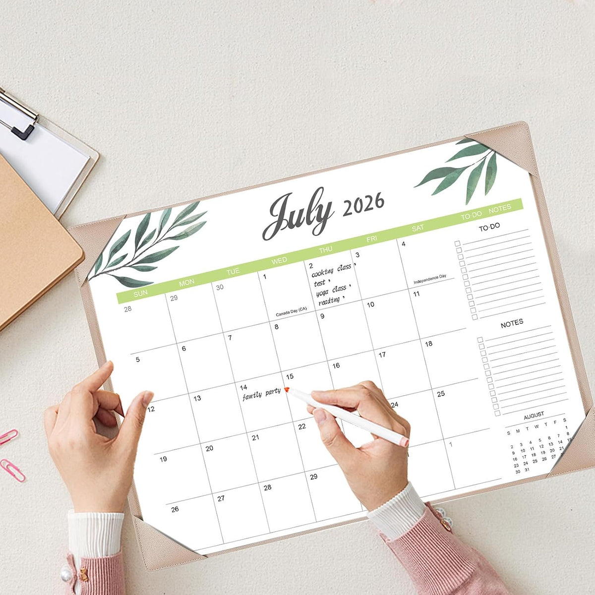 Desk Calendar 2026-2027 with Desk Mat – 22" x 17" Large Desk Pad Calendar Runs from July 2026 to December 2027, Office Supplies Desktop Monthly Calendar for Home & Office