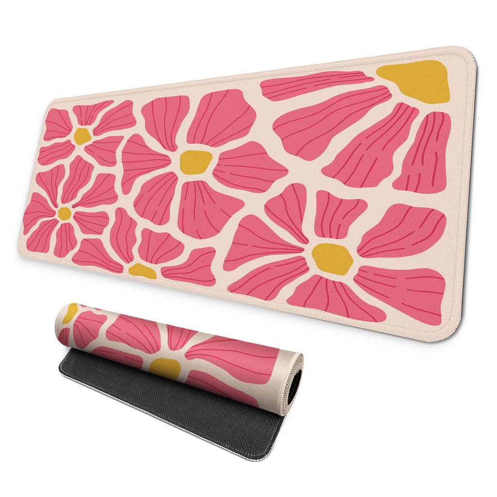 MAY FLOWER Gaming Mouse pad, Large Laptop Mousepad, Full Keyboard Mat, Long Computer Mouse Mat for Home and Office, Anti-Slip Rubber Base, 31.5 x 11.8 Inches (Leopard Print)