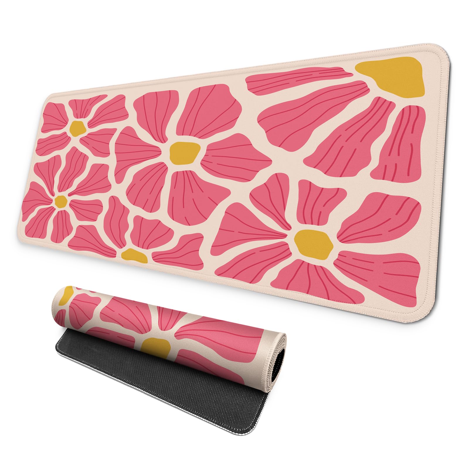 MAY FLOWER Gaming Mouse pad, Large Laptop Mousepad, Full Keyboard Mat, Long Computer Mouse Mat for Home and Office, Anti-Slip Rubber Base, 31.5 x 11.8 Inches (Leopard Print)