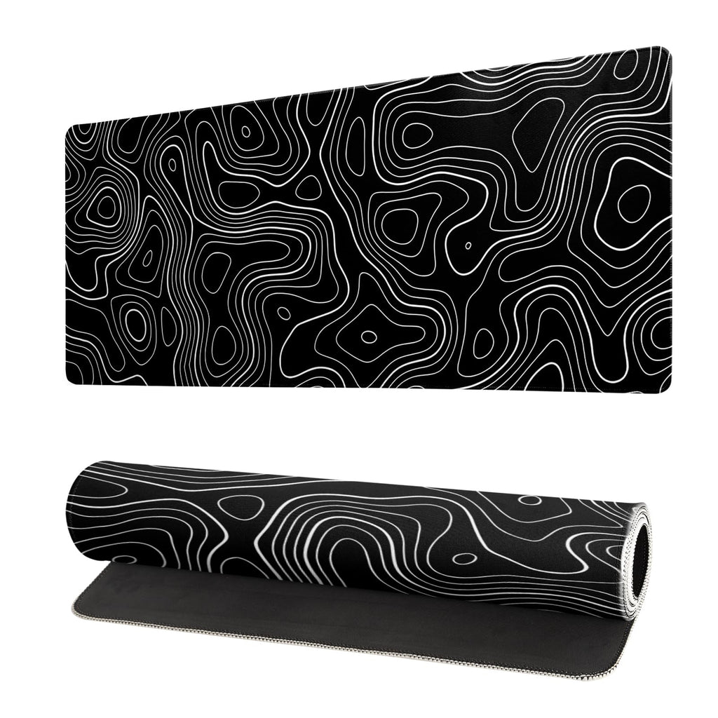 Topographic Contour Extended Big Mouse Pad Large,Gaming Mouse Pad Desk Pad,27.6x11.8 Inch Long Computer Keyboard Mouse Mat Mousepad with 3mm Non-Slip Base and Stitched Edge for Gaming and Office