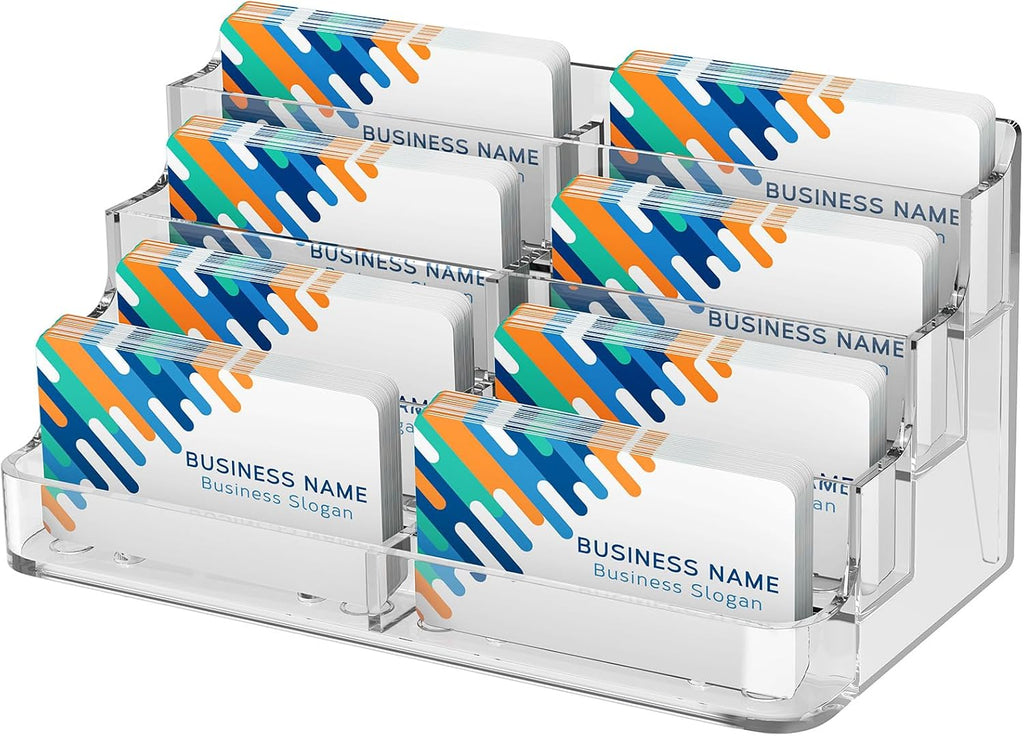 MaxGear Acrylic Business Card Holder, Desktop Card Display Stand, 8 Pockets