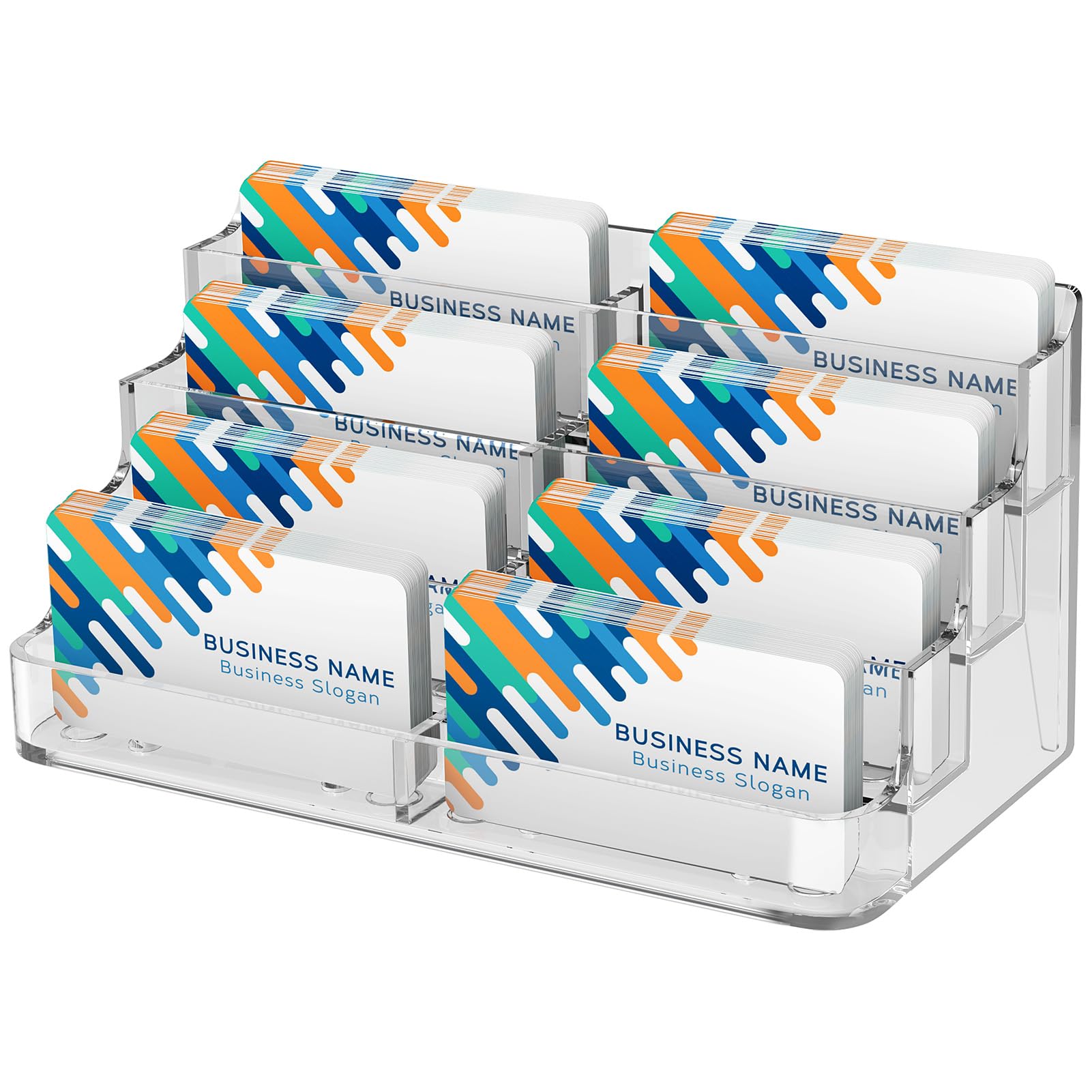 MaxGear Acrylic Business Card Holder, Desktop Card Display Stand, 8 Pockets