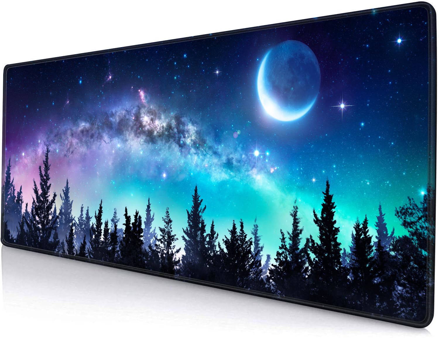 Large Gaming Mouse Pad with Stitched Edges, Galaxy Desk Mat, Extended XL Keyboard Pad, Non-Slip Rubber Base Desk Pad for Keyboard and Mouse, 31.5X11.8 inch