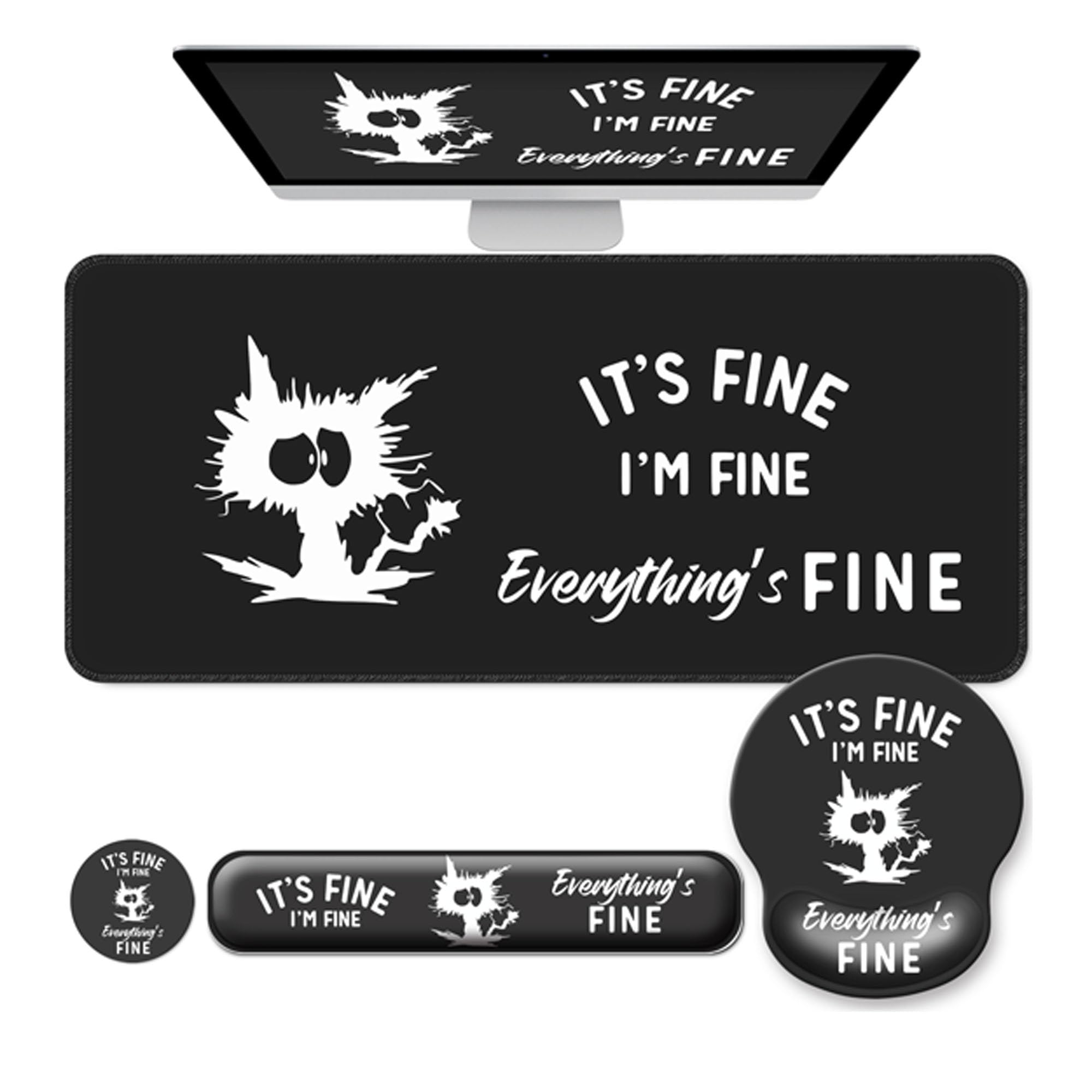 Desk Mat Set Keyboard and Mouse Pad with Wrist Rest Support