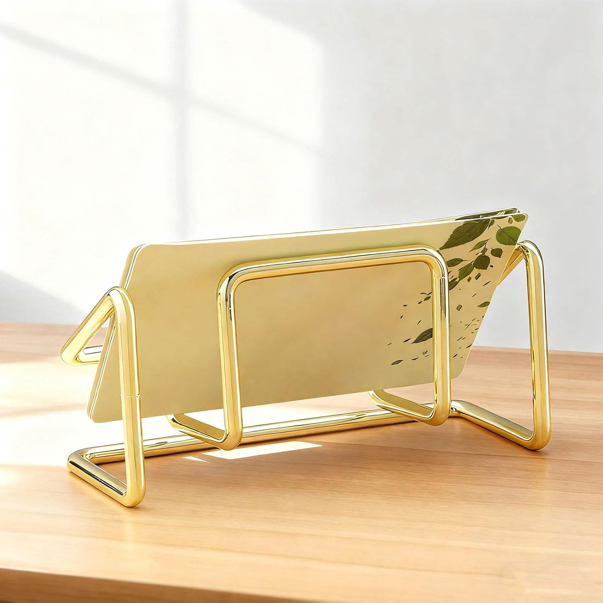 2 Pack Gold Metal Business Card Holder for Desk, Card Stand for Office Home