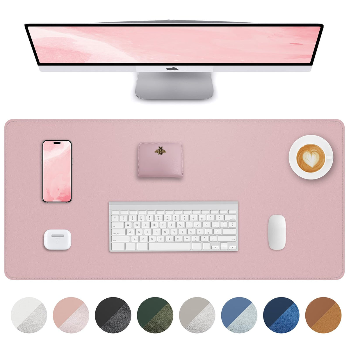 AFIING Large Desk Mat 55" x 24" - PU Leather Desk Pad Protector, Waterproof Non-Slip Extended Mouse Pad for Office Desk, Keyboard, Laptop and Home Workspace (Black)