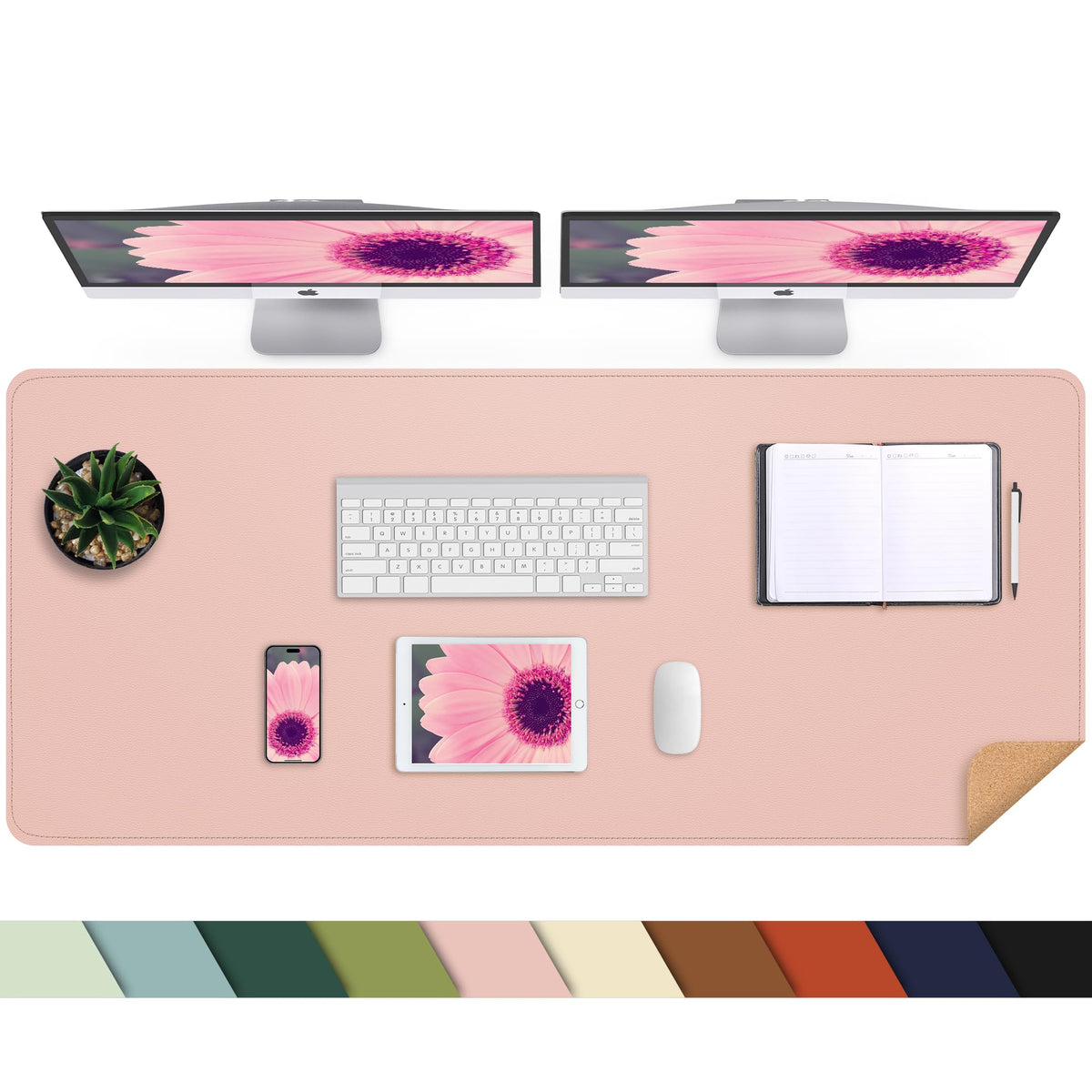 AFIING Large Desk Mat, 47" x 17", Black