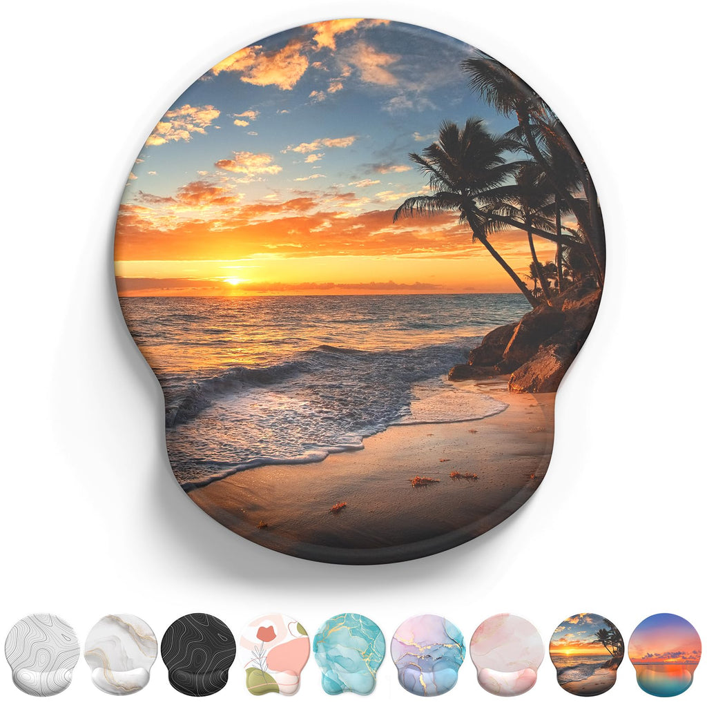 eulps Mouse Pad with Wrist Rest, Comfortable Computer Mousepad with Gel Wrist Support Smooth Surface and Non-Slip PU Base for Pain Relief, Laptop, Office & Home (Rose)