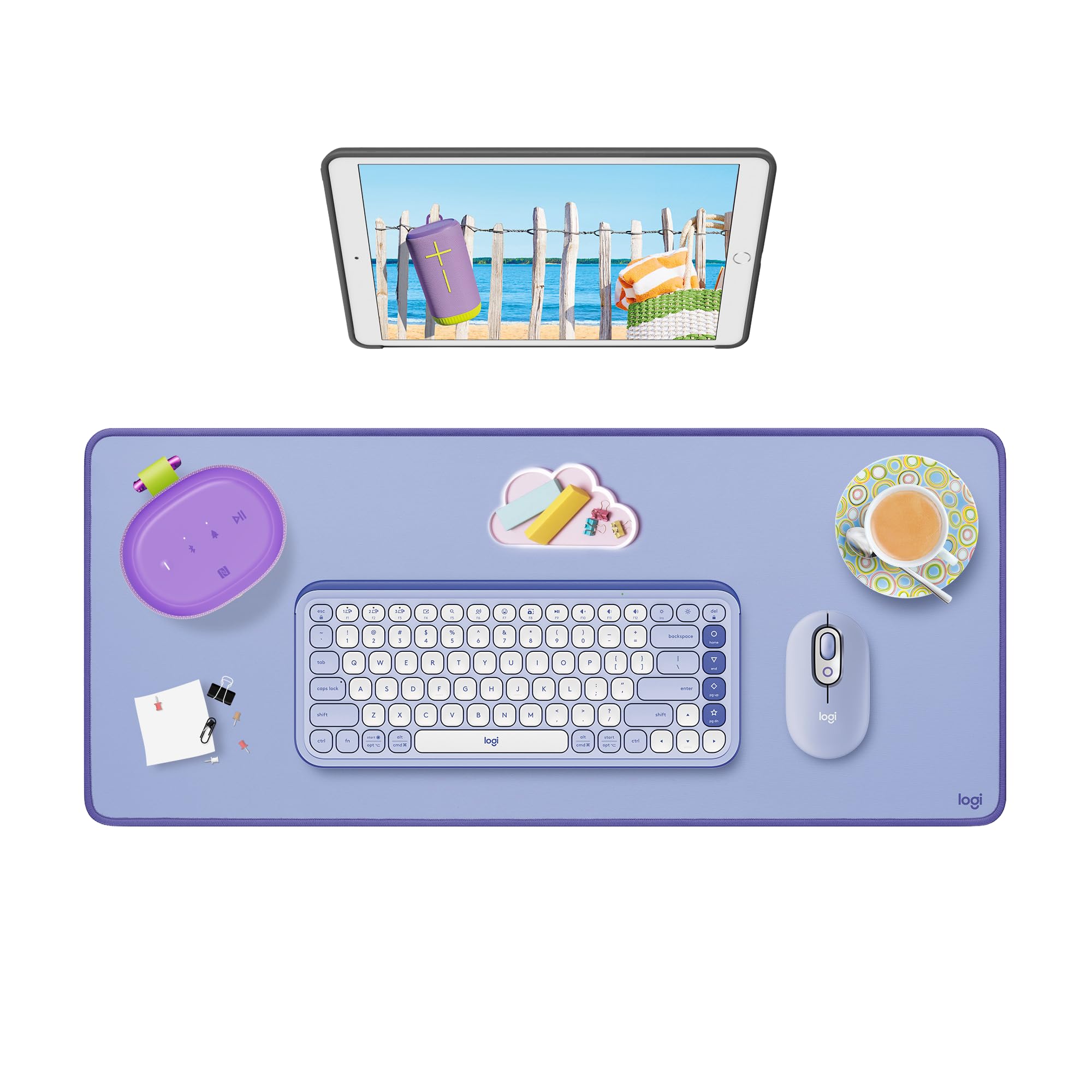 Logitech Studio Series Desk Mat Large 28x12 Inches - Mid Grey