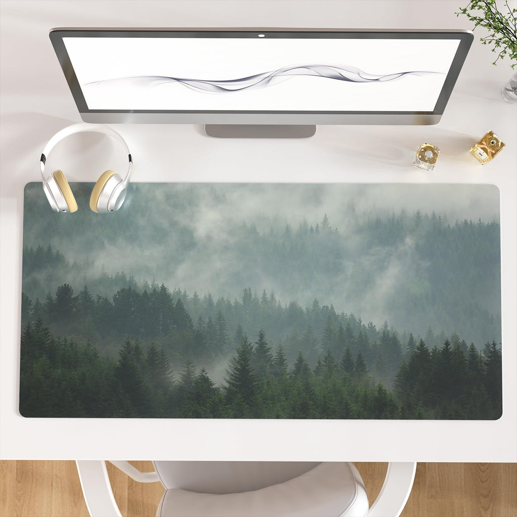 Faux Leather Large Mouse Pad, Office Desk Mat, 31.5"x15.7", Pink Floral