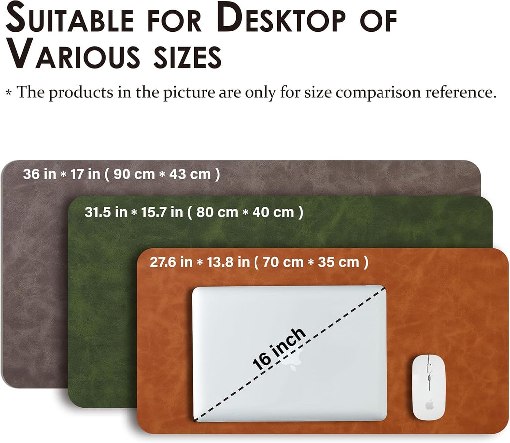 Distressed Leather Desk Mat - Non-Slip PU Desk Pad for Office and Home - Desk Organization and Accessories - Ideal for Large Mouse Pad and Desk Mats on Top of Desks(Tan,36"x 17")