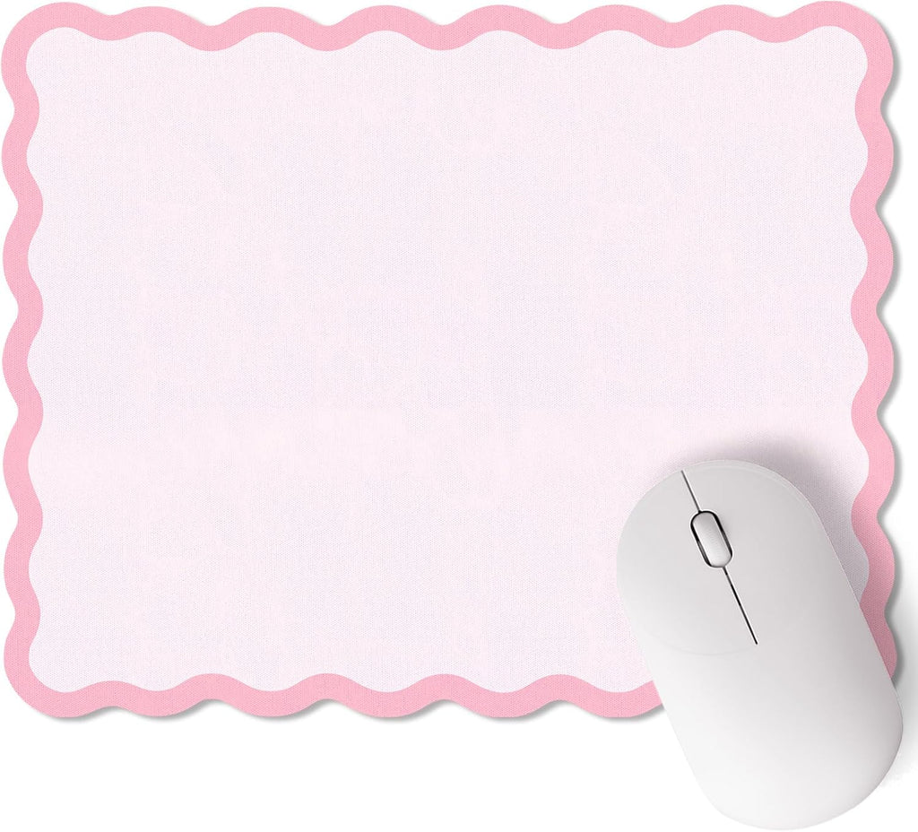 Kingdder Cute Scalloped Mouse Pad Non-Slip Mousepad 9.8x7.9in,Pink