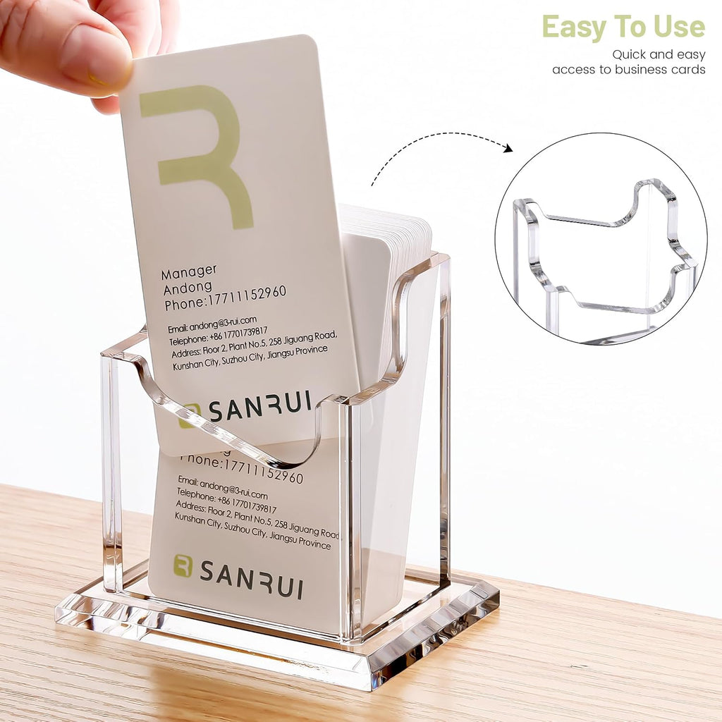 SANRUI Acrylic Business Card Holder for Desk, Clear Vertical Card Organizer