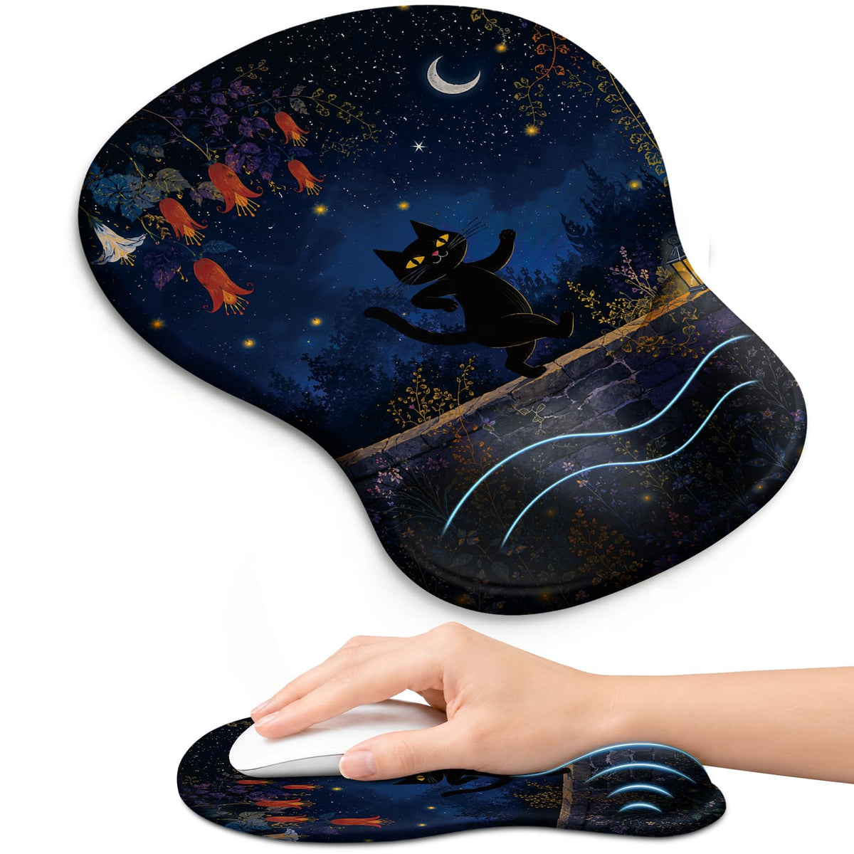 Ergonomic Mouse Pad with Wrist Rest, Gel Wrist Support, Black