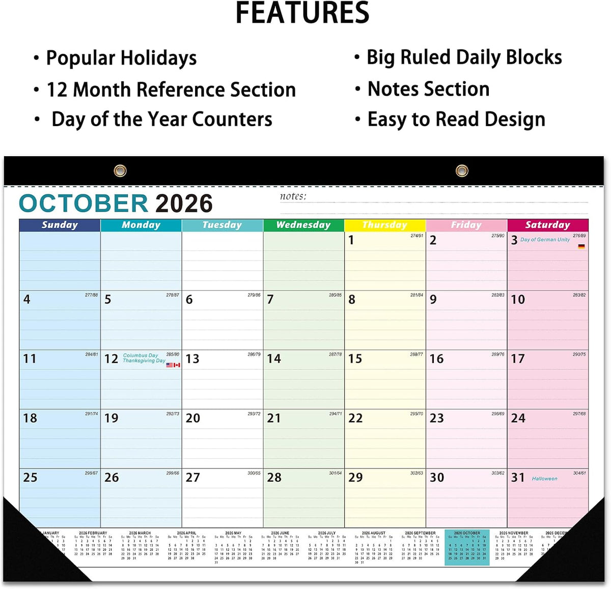 Desk Calendar 2026-2027 - 18 Month Desk Calendar july 2026-2027 Dec, 17" x 12", Large Desk Calendar with Thick Paper, Plastic Cover, Stickers, Home or Office Calendar for Easy Organizing